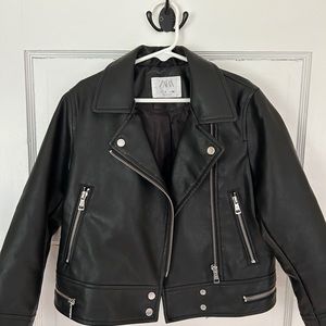 Zara girls size 7 faux leather moto jacket
